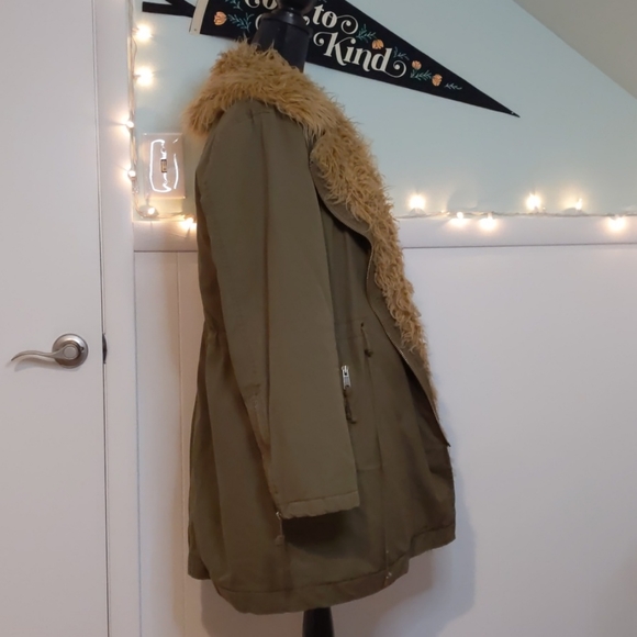 Free People Fur Lined Extreme Moto Parka / Olive - Picture 7 of 13